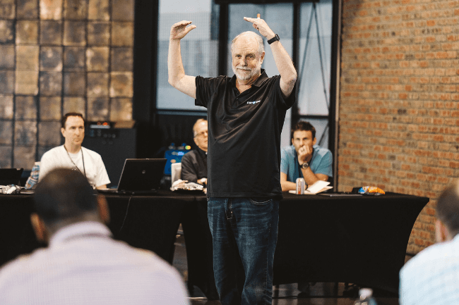 Larry Osborne speaking to a group of pastors at a workshop